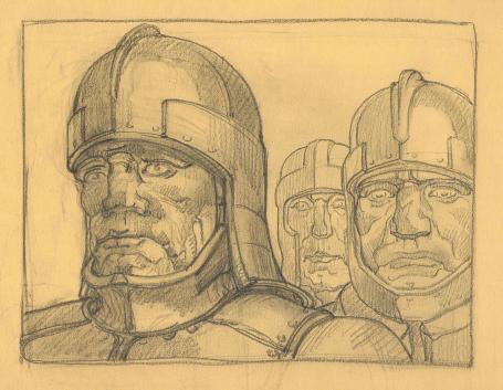Belgische graficus Edmond Van Dooren met een tekening