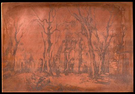 Koperen etsplaat, Belgische etser Edmond Van Dooren