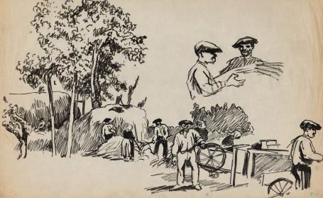 Schetsen van Frans Masereel op papier vroege periode
