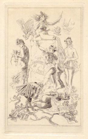 Félicien Rops met een gravure uit 1881