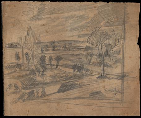 Landschapstekening van Felix Timmermans kopen