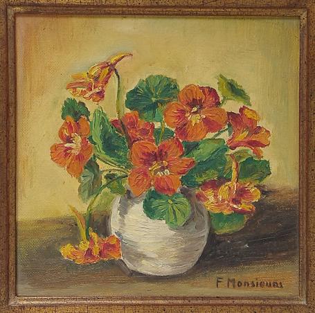 Schilderijtje op paneel, stilleven van Flora Monsieurs kopen