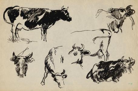 Schetsen van Frans Masereel op papier vroege periode