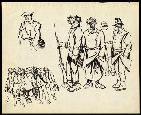 Soldaten getekend door Frans Masereel