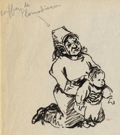 Schets van Frans Masereel op papier vroege periode