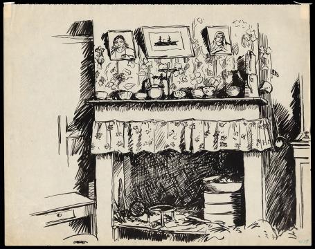 Interieur getekend door Frans Masereel
