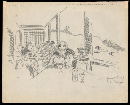 Schetsblad van F. Masereel met schetsen