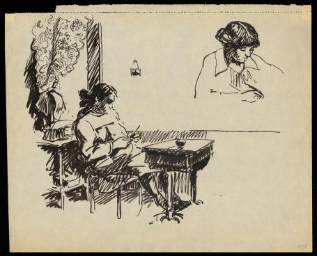 Zittende vrouw getekend door Frans Masereel