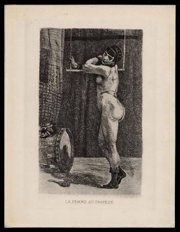 Heliogravure van Félicien Rops  La femme au trapèze Exsteens 995