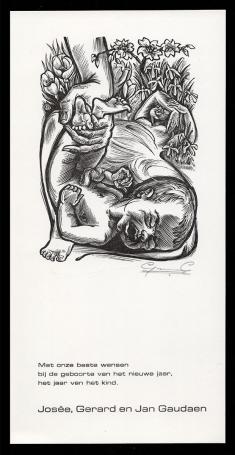 Houtsnede, 1979 van de Belgische graficus Gerard Gaudean