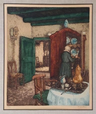 Ets van Belgische kunstschilder en etser Albert Geudens