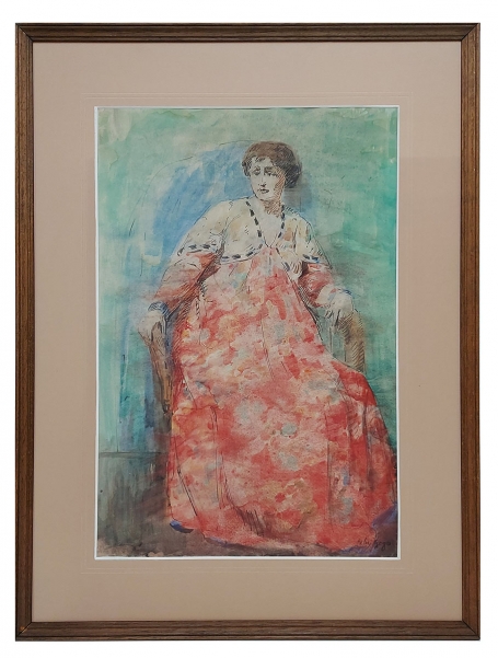 Schilderij op papier van de Belgische kunstenaar Félix Gogo