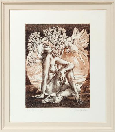 Belgische etser Guido Mariman met een gravure