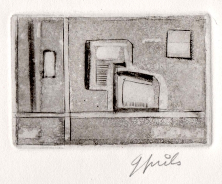 Kleine ets van de Gentse kunstenaar Gustaaf Prils