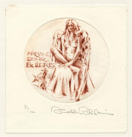 Hermina Horváth met een gesigneerd grafisch kunstwerkje