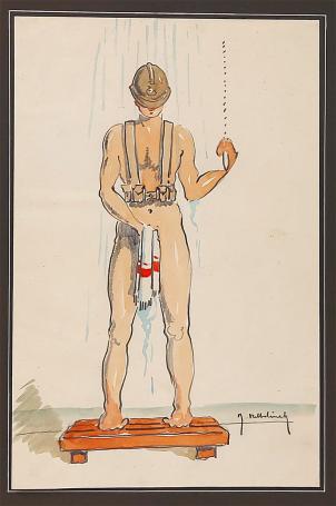 Potloodtekening van de Brusselse kunstenaar Roger Hebbelinck