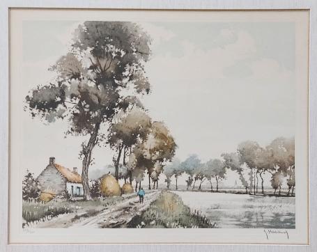 Litho van de Belgische graficus Roger Hebbelinck