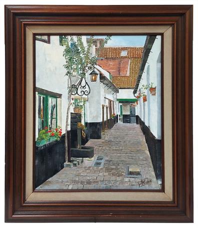 Henri Cant met schilderij uit 1985