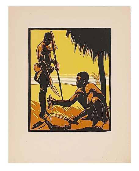 Gekleurde gravure uit Congo Arts and Trades