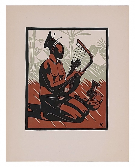 Gekleurde gravure uit Congo Arts and Trades