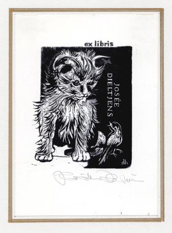 Hermina Horváth met een gesigneerd grafisch kunstwerkje