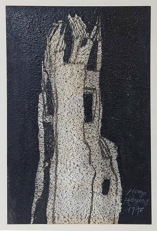 Hugo Heyens met een olieverfschilderij