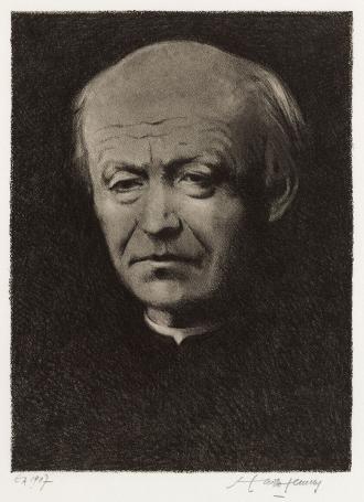 Hugo Heyens met een kunstwerk uit 1987