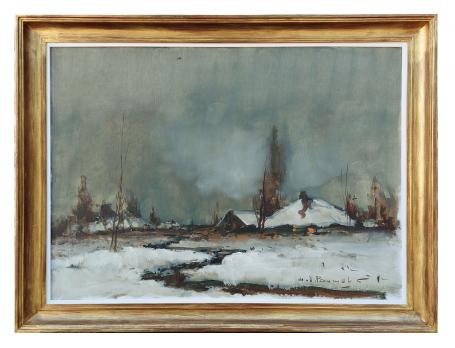 Sneeuwlandschap van Belgische schilder Henri Joseph Pauwels kopen