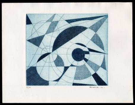 Abstract kunstwerk geëtst door Mechelse kunstenaar Léon Smets