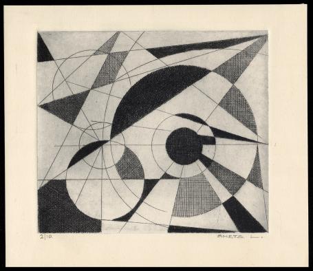 Abstract kunstwerk geëtst door Mechelse kunstenaar Léon Smets