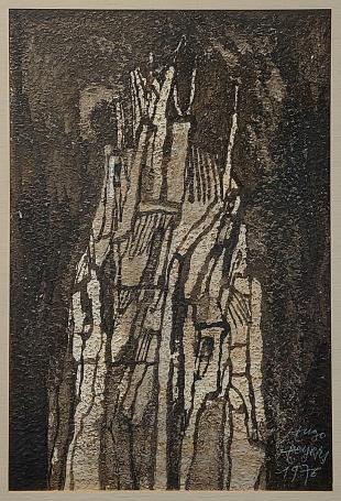 Hugo Heyens met een olieverfschilderij