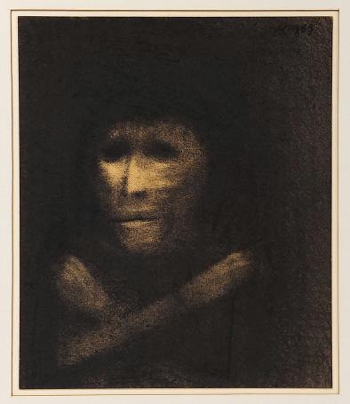 Hugo Heyens met een kunstwerk uit 1969