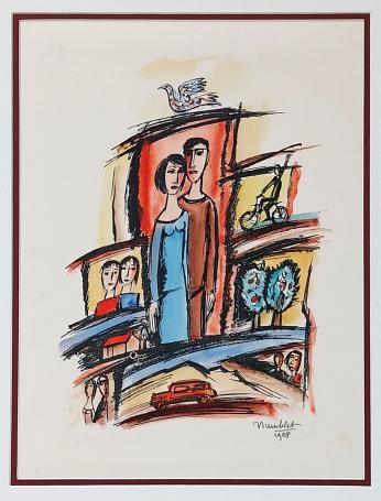 Kunstwerkje op papier van de Belgische kunstenaar Theo Humblet kopen