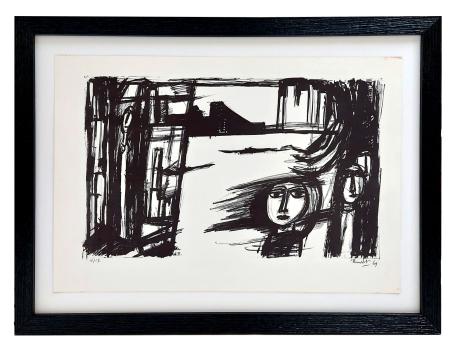 Grote linosnede door Leuvense kunstenaar Theo Humblet