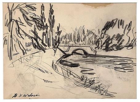 Houtskooltekening  getekend door Henri Victor Wolvens