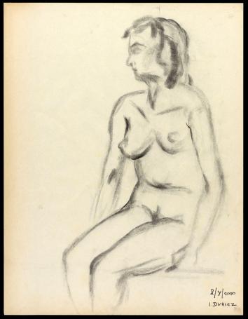 Tekening van Irénée Duriez, naakte dame