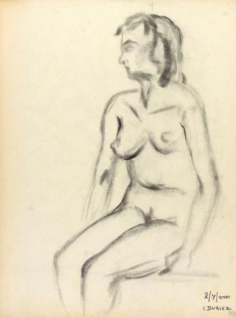 Tekening van Irénée Duriez kopen, houtskooltekening