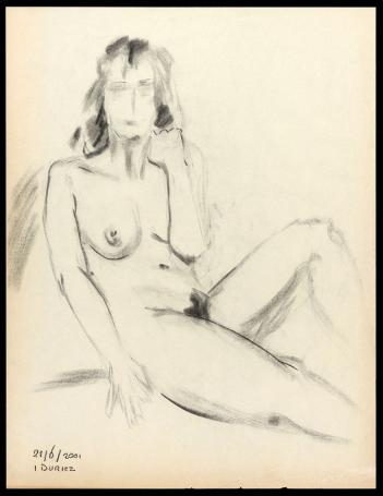 Tekening van Irénée Duriez, naakte vrouw