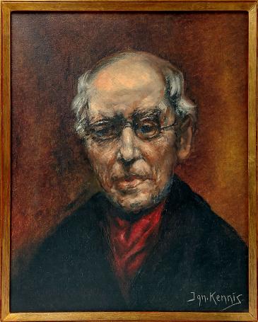 Ignace Kennis met een schilderij oude man