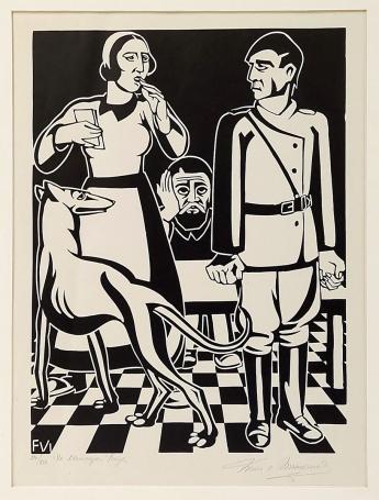 Gesigneerde houtsnede van Frans Van Immerseel