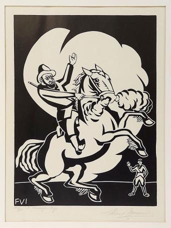 Gesigneerde houtsnede van Frans Van Immerseel