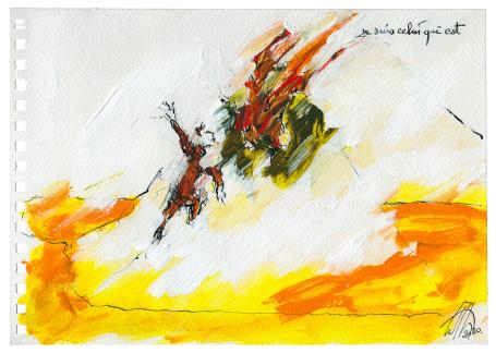 Antoine Juliens met een kleurrijk schilderijtje