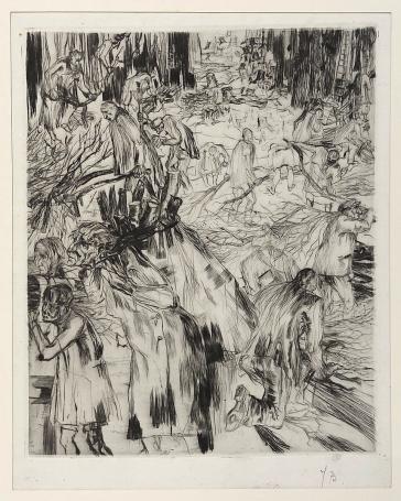 Belgische etser Jacques Boonen met een ets