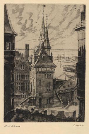 Benoemde ets van de Belgische kunstenaar Jacques Gorus