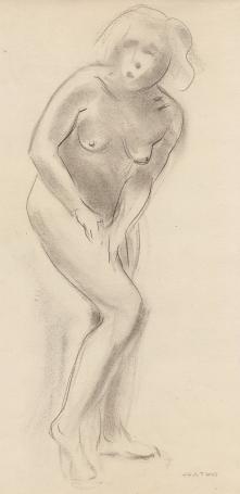 Belgische kunstenaar Joseph Thys met een naakttekening