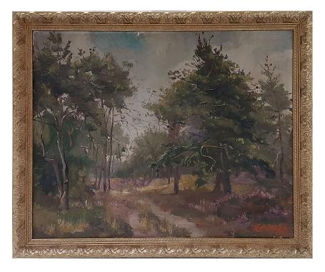 Het bospad , schilderij van Joseph Tilleux