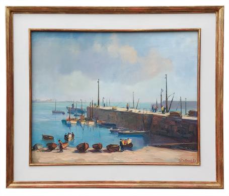 Schilderij van Joseph Tilleux kopen, Vissershaven