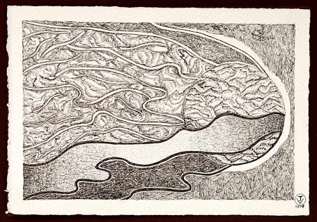 Joanne Vansevenant met een pentekening