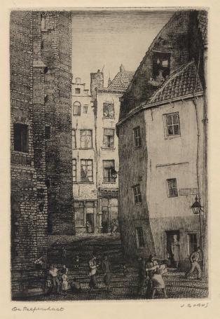 Benoemde ets van de Belgische etser Jacques Gorus