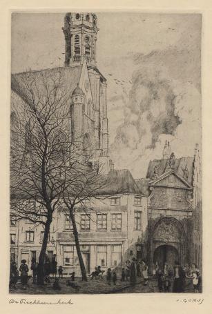 Benoemde ets van de Belgische etser Jacques Gorus